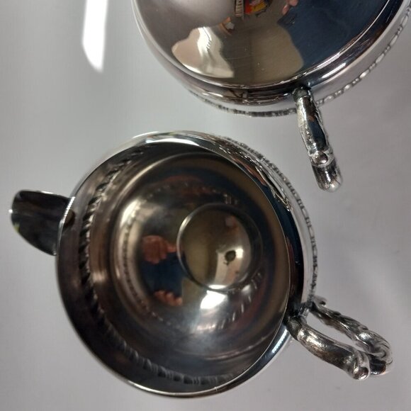 Silver Plated Cream & Sugar Service Vintage Viking Plate EP on Brass Hollowware - Picture 12 of 14